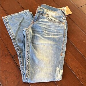 True Religion NWT Men's Ricky Flap Pockets Distressed Straight leg jeans Sz 29